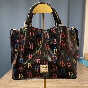 Dooney & Bourke “Mini Barlow” in Black Multicolor Logo Tote Bag. (New w/o Tags).